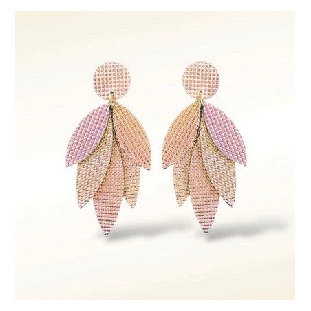 Boucles d'oreilles en cuir Amazon rose argent holographique de la marque Pepita del Sol