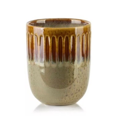 Mug sans anse stries hautes dégradé terre 8 x 6 x 10cm 300ml