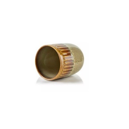 Mug sans anse stries hautes dégradé terre 8 x 6 x 10cm 300ml