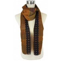 Echarpe en viscose et coton moutarde à motif