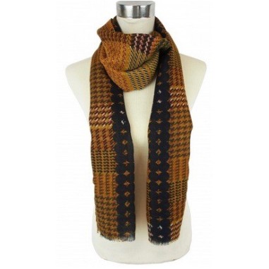 Echarpe en viscose et coton moutarde à motif