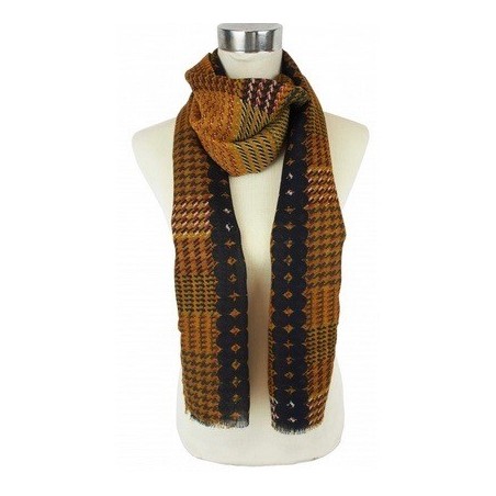 Echarpe en viscose et coton moutarde à motif