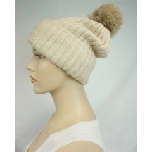 Bonnet avec pompon acrylique plusieurs couleurs