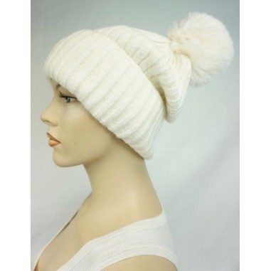 Bonnet avec pompon acrylique plusieurs couleurs