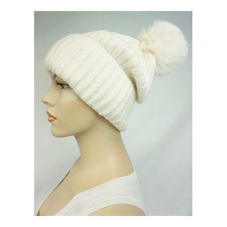 Bonnet avec pompon acrylique plusieurs couleurs