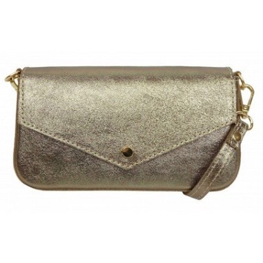 Petit sac bandoulière en cuir de vachette Alba Bronze