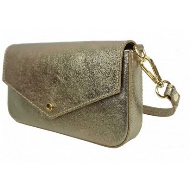 Petit sac bandoulière en cuir de vachette Alba Bronze