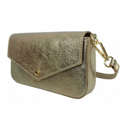 Petit sac bandoulière en cuir de vachette Alba Bronze