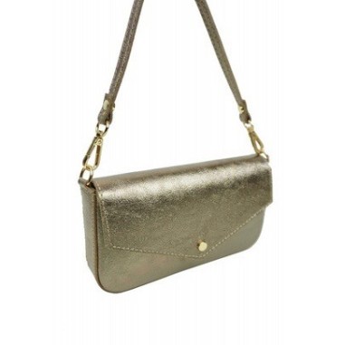 Petit sac bandoulière en cuir de vachette Alba Bronze