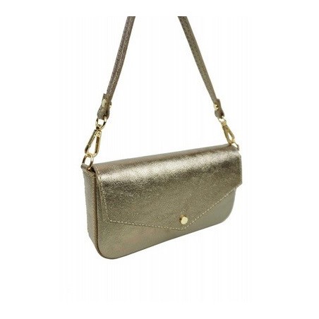 Petit sac bandoulière en cuir de vachette Alba Bronze