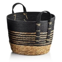 Panier jonc de mer Noir et naturel Xl 33x26cm