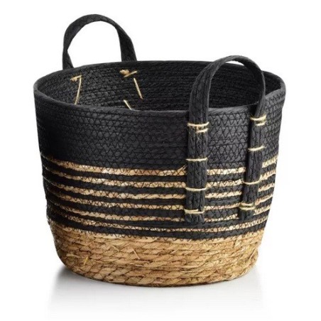 Panier jonc de mer Noir et naturel Xl 33x26cm
