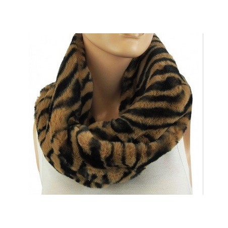 Echarpe snood fausse fourrure tigrée