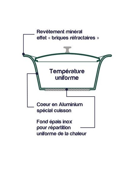 L'INCROYABLE COCOTTE COOKUT 28 cm FOUGERE avec sa poignée et ses maniques