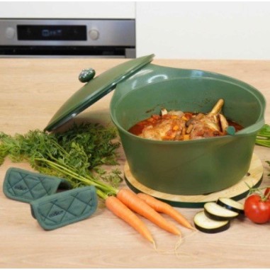 L'INCROYABLE COCOTTE COOKUT 28 cm FOUGERE avec sa poignée et ses maniques