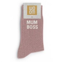Chaussettes à paillettes " Mum Boss " Rose Gold taille 36-40