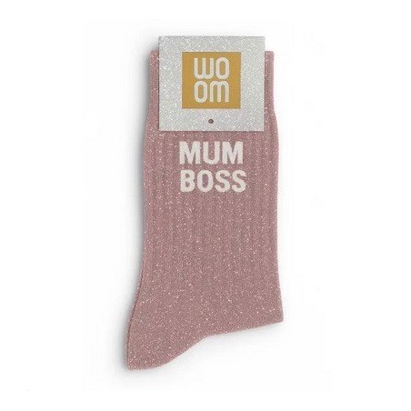 Chaussettes à paillettes " Mum Boss " Rose Gold taille 36-40