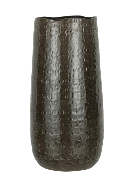 Cache Pot Motifs Ceramique Gris Fonce L