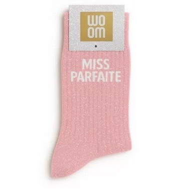 Chaussettes à paillettes " Miss parfaite " Rose taille 36-40