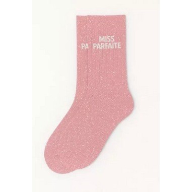 Chaussettes à paillettes " Miss parfaite " Rose taille 36-40