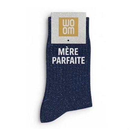 Chaussettes à paillettes " Mère parfaite" Marine taille 36-40