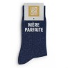 Chaussettes à paillettes " Mère parfaite" Marine taille 36-40