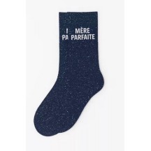 Chaussettes à paillettes " Mère parfaite" Marine taille 36-40 2