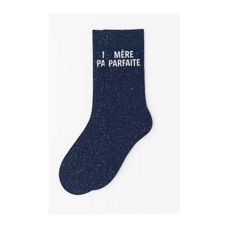 Chaussettes à paillettes " Mère parfaite" Marine taille 36-40