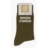 Chaussettes à paillettes " Maman d'amour " Kaki taille 36-40