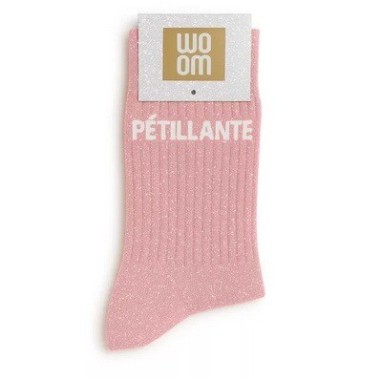 Chaussettes à paillettes " Pétillante" Rose taille 36-40