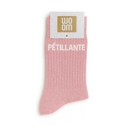 Chaussettes à paillettes " Pétillante" Rose taille 36-40