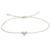 Bracelet tissage perles petit coeur argenté ajustable