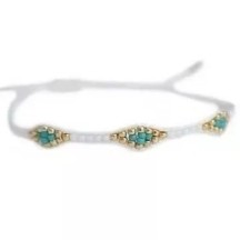 Bracelet Miyuki Ibiza blanc ajustable