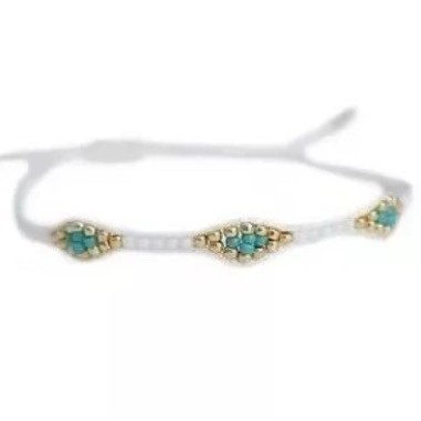 Bracelet Miyuki Ibiza blanc ajustable