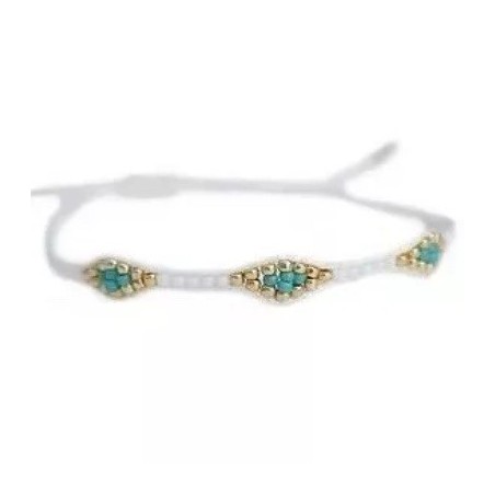 Bracelet Miyuki Ibiza blanc ajustable