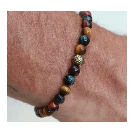 Bracelet pierre oeil de tigre pour homme