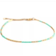 Bracelet de cheville miyuki menthe doré