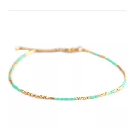 Bracelet de cheville miyuki menthe doré