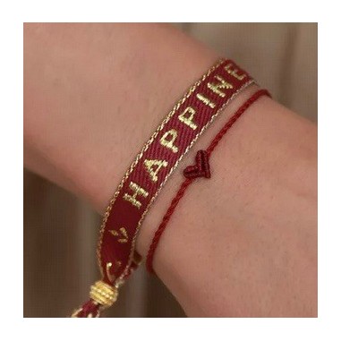 Bracelet tissé bonheur or