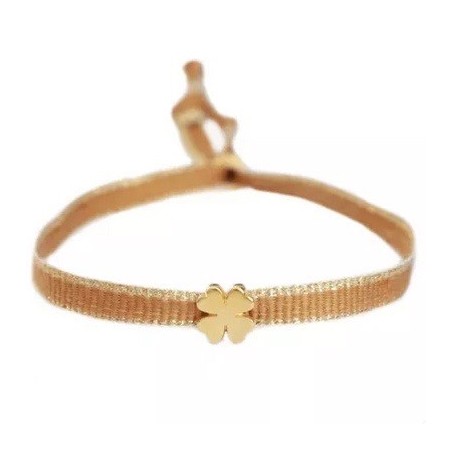 Bracelet tissé trèfle doré