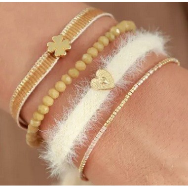 Bracelet tissé trèfle doré