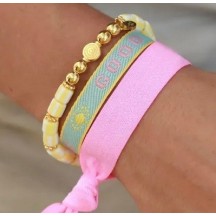 Bracelet tissé good vibes pastel 2