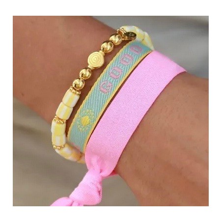 Bracelet tissé good vibes pastel