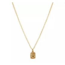 Collier coeur en feu doré