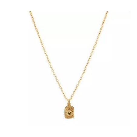 Collier coeur en feu doré