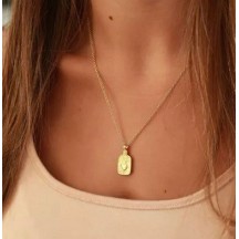 Collier coeur en feu doré 2