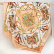 Foulard bandana satin pêche turquoise 2