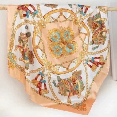 Foulard bandana satin pêche turquoise
