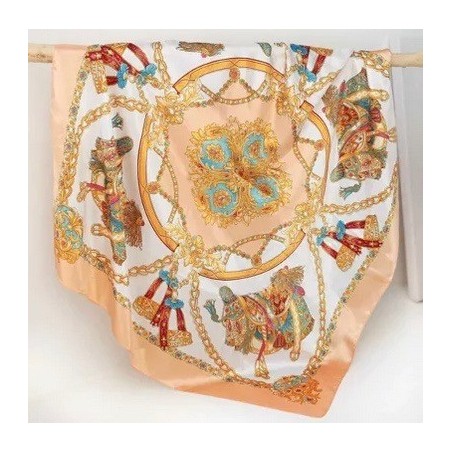 Foulard bandana satin pêche turquoise