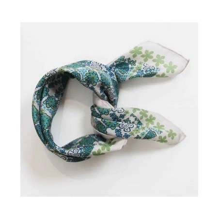 Carré de soie 100% 50x50cm Caraibes Bleu